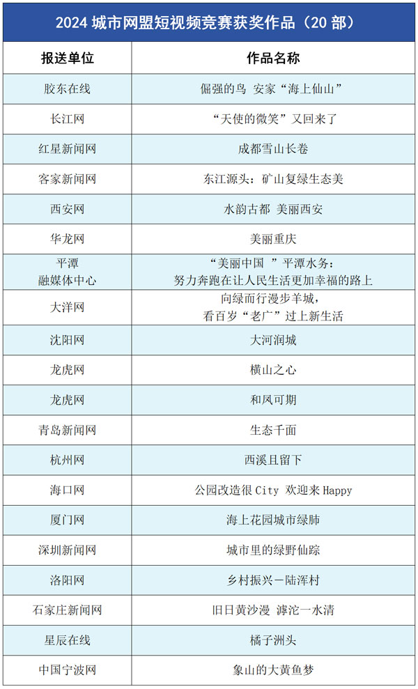 2024年度中国城市网盟奖名单出炉 20年特别奖揭晓